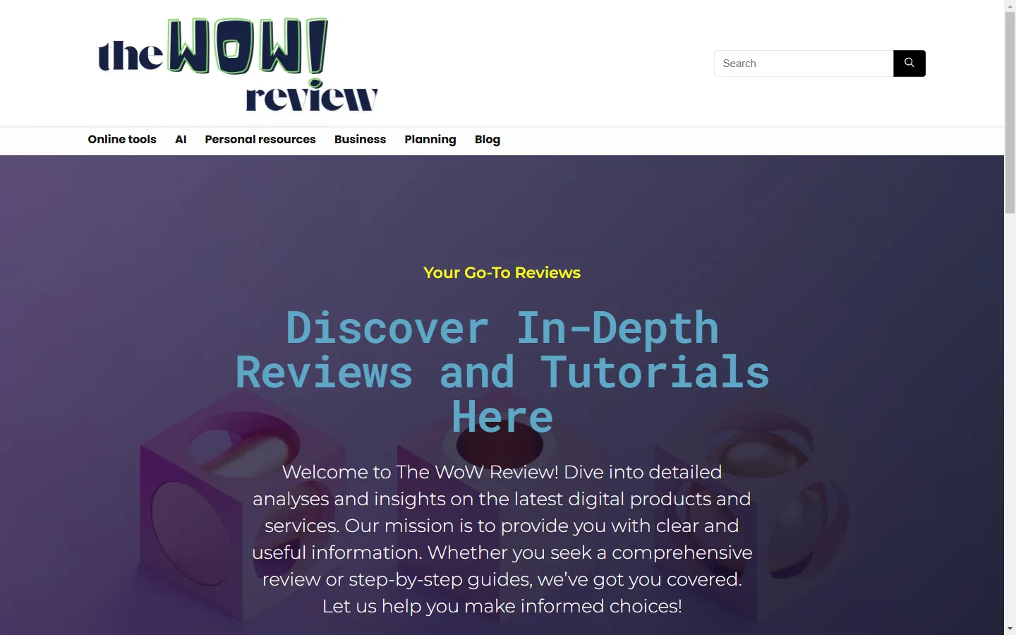 The-WoW-Review-Content-Site, Homepage