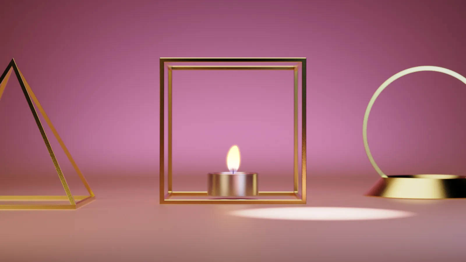 Shapes Outlines brass tealight holder render