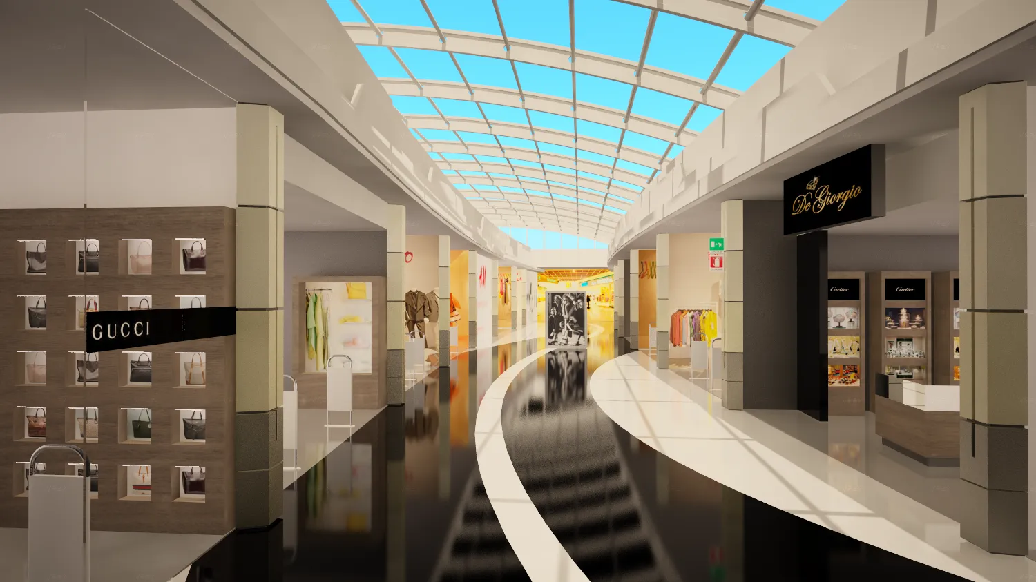 Einkaufszentrum: Innenraumvisualisierung