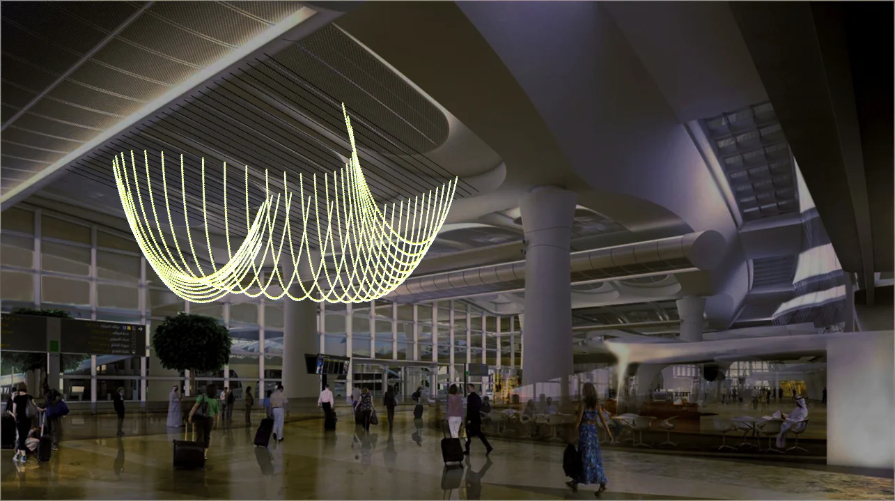 Parametric light sculpture render for the Abu Dhabi installation, Studio Waldemeyer